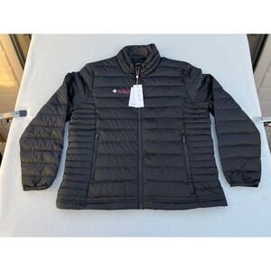 Quince Men's Black Puffer Jacket Lightweight Down Fill XL Company Logo